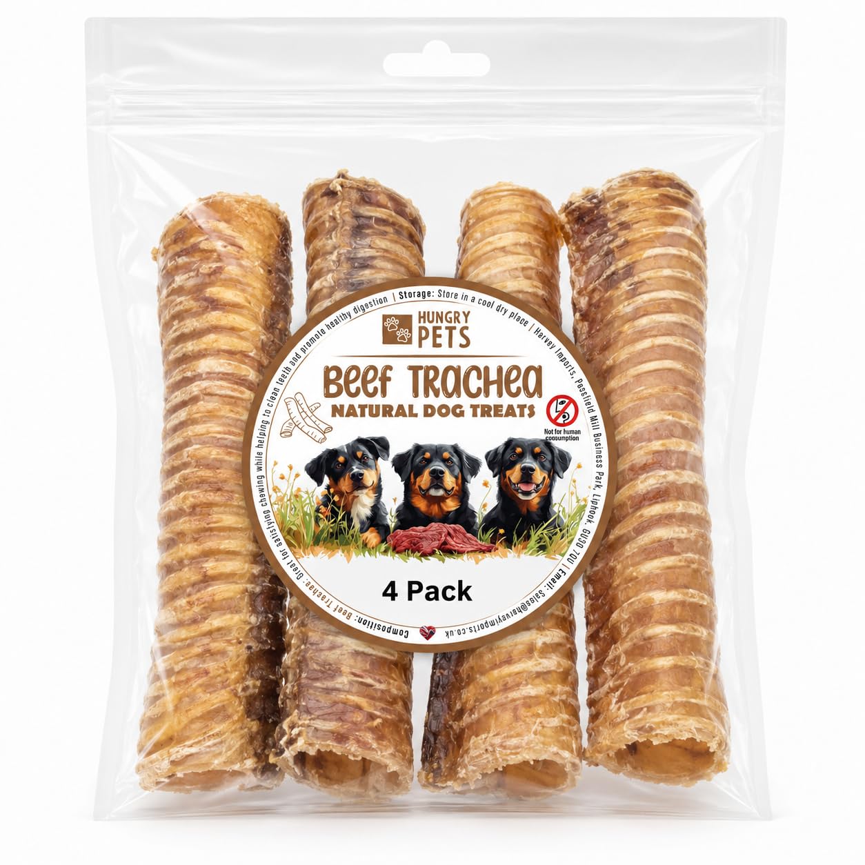 Beef Trachea 4 Pack - Premium Natrural Dog Treat 15cm