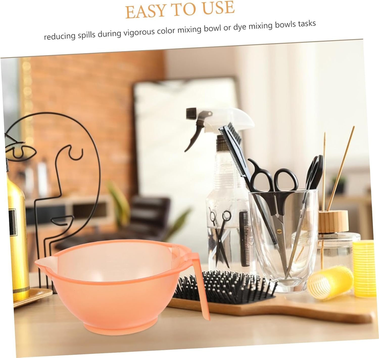 3pcs Plastic Hair Color Mixing Bowls with Built-in Comb and Scale, Spill-free Design with Deep Wide Mouth and Nonslip Base for Hairdressing and DIY Oil Treatments