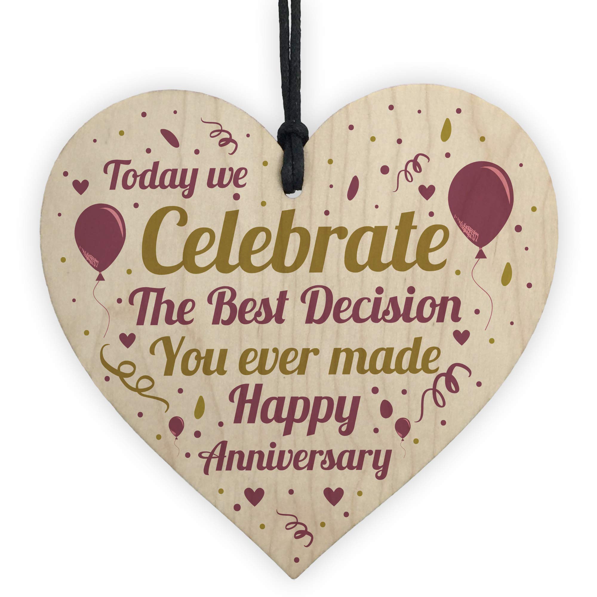 Red Ocean FUNNY Anniversary For Wife Husband Boyfriend Girlfriend Wooden Heart 1st 2nd 10th 20th Anniversary