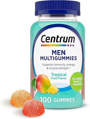 Miniatura 1 de Centrum Gomitas multivitamínicas para hombre, sabores de frutas tropicales hechas de sabores naturales, 100 unidades, suministro para 50 días