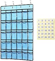 Vista 10 de KEEPJOY Organizador de bolsillo para aula, soporte para calculadora de teléfonos celulares para aula con 30 bolsillos transparentes y etiqueta