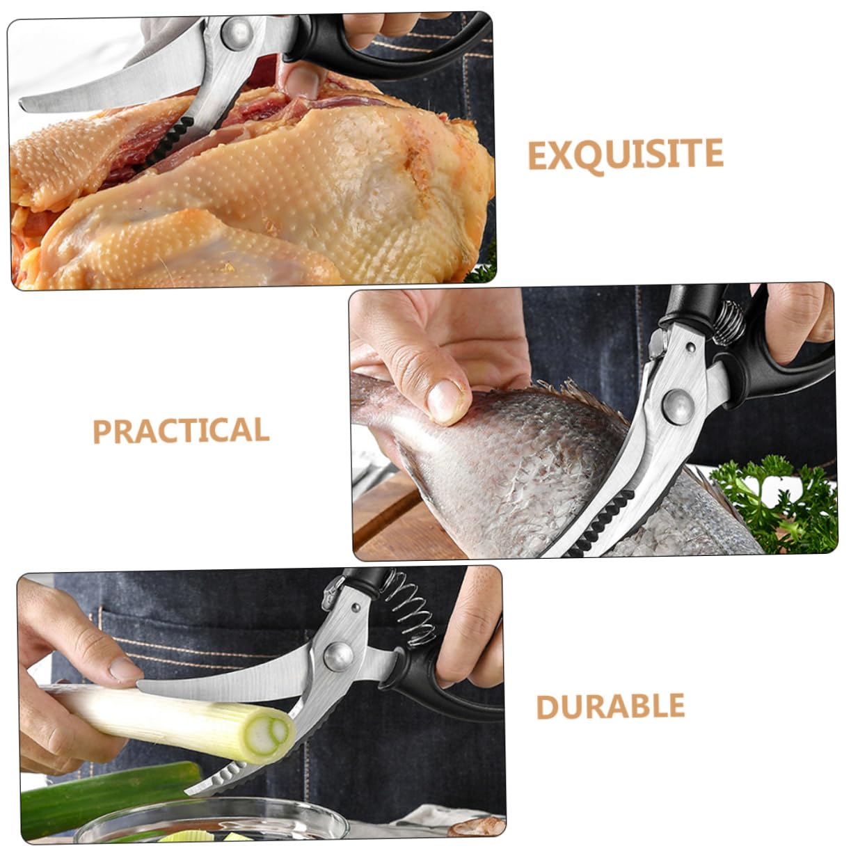 Forbice da Cucina per Pollo e Ossa, Acciaio Inox Nero