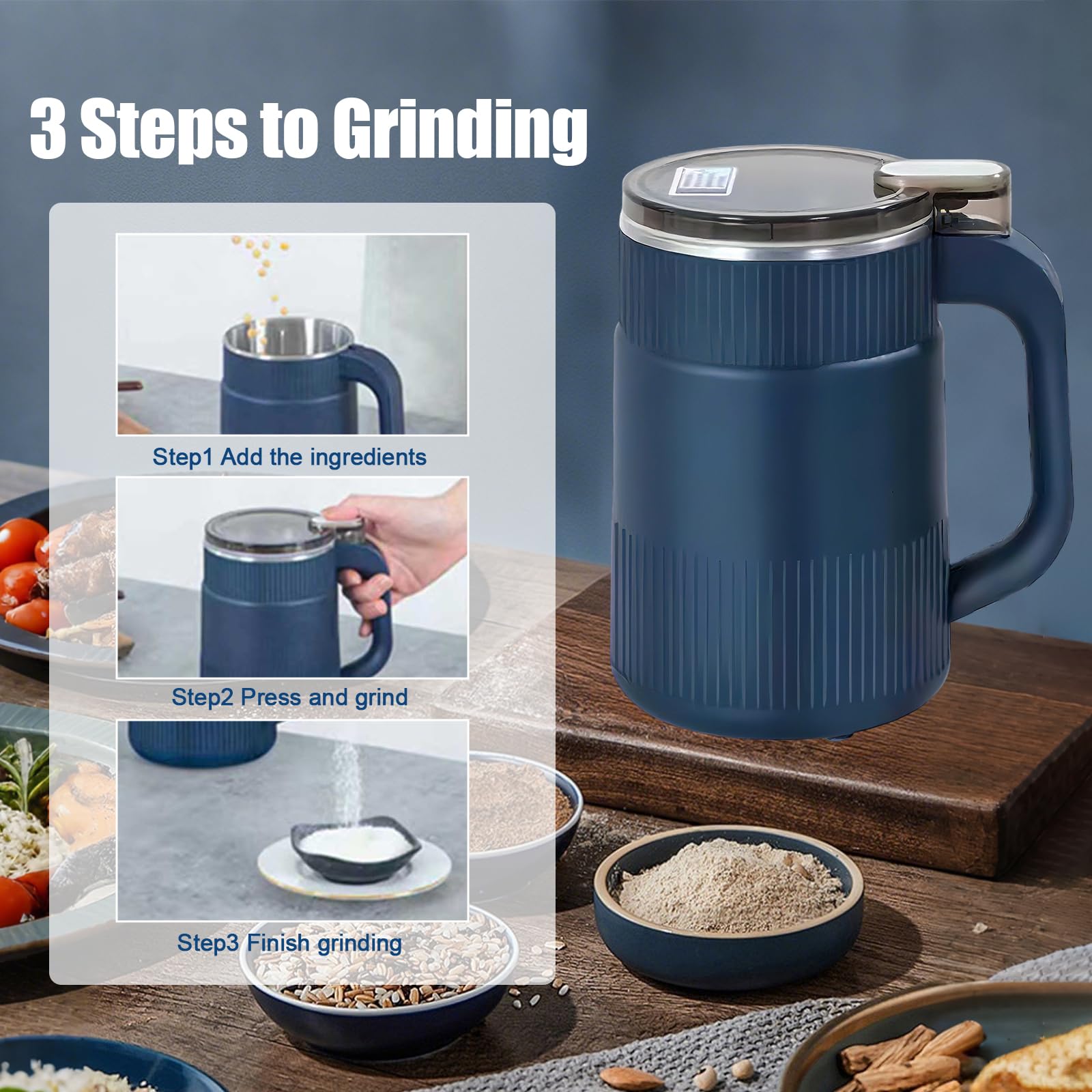 Aigostar Elektrische koffiemolen, BPA-vrij, 200 W, elektrische maalgraad, kruidenmolen, inhoud 60 g, voor koffiebonen, noten, specerijen, granen, zwart