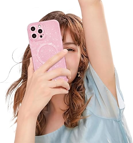 Miniatura 6 de Funda para iPhone 15 Pro con purpurina compatible con Magsafe, bonita funda magnética brillante para teléfono para mujer, deslumbrante brillante y