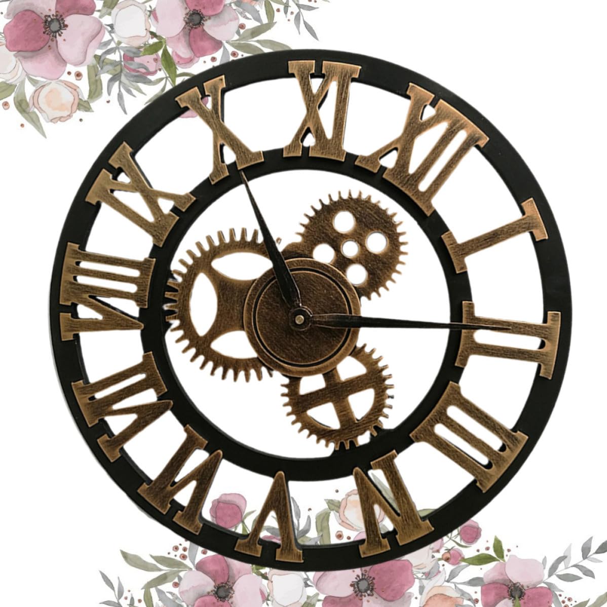 IMIKEYA Reloj de Pared Engranajes Metálicos y Madera Creativo Estilo Industrial Diseño Silencioso y Elegante para Dormitorio u Oficina para Dormitorio u Oficina