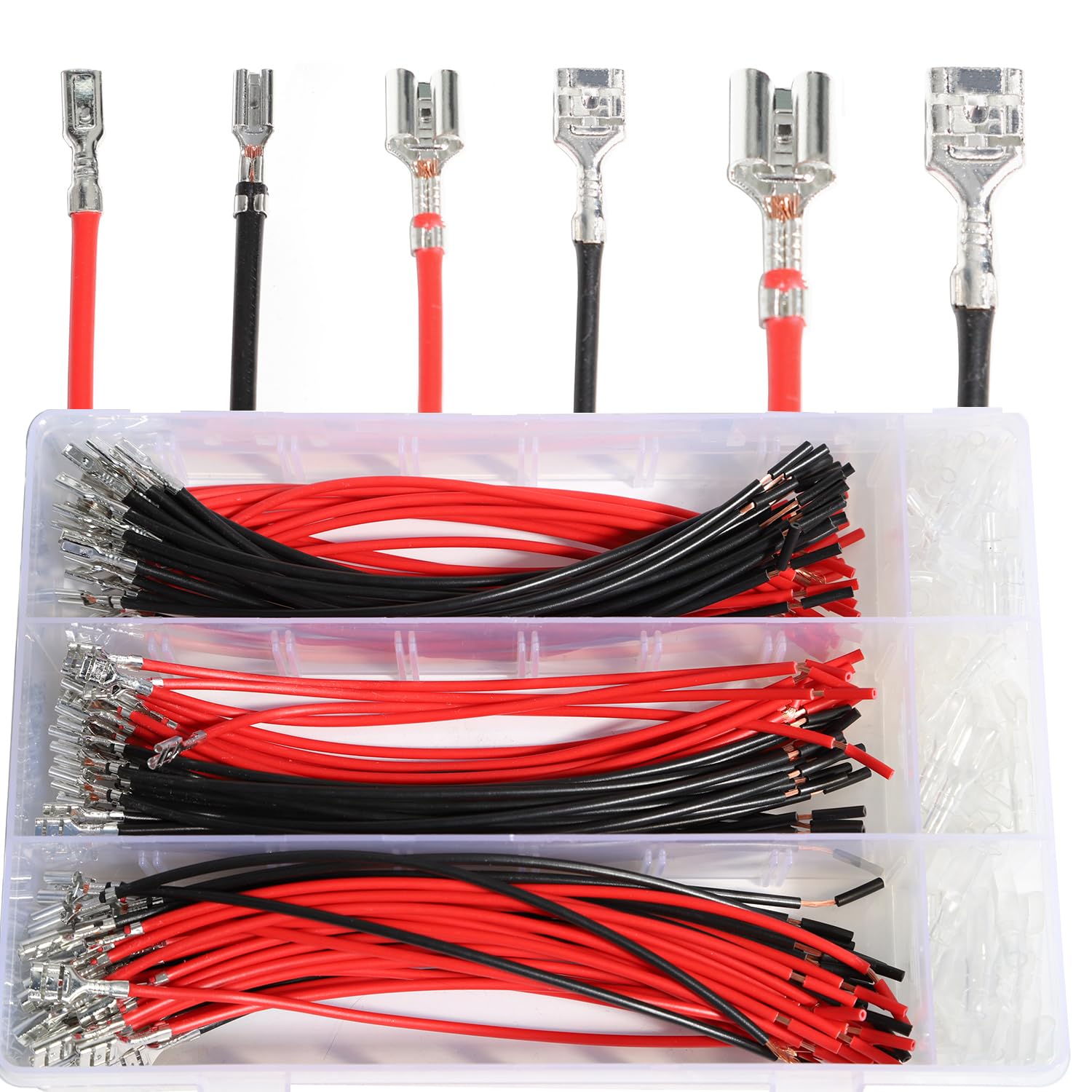 Produktbild von Shengbowi 600-teiliges Crimp-Sortiment – 2,8/4,8/6,3 Mm Flachstecker & Ringkabelschuhe, Isolierte Kabelverbinder