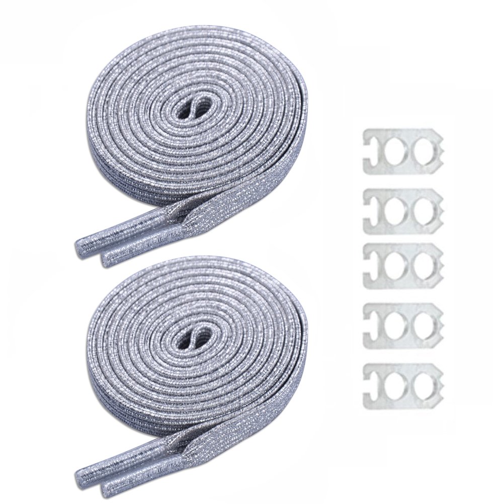 DD Glitter Elastic Shoelaces, Flat One Size Fits All Unisex No Tie Shoe Laces for Kids Adults