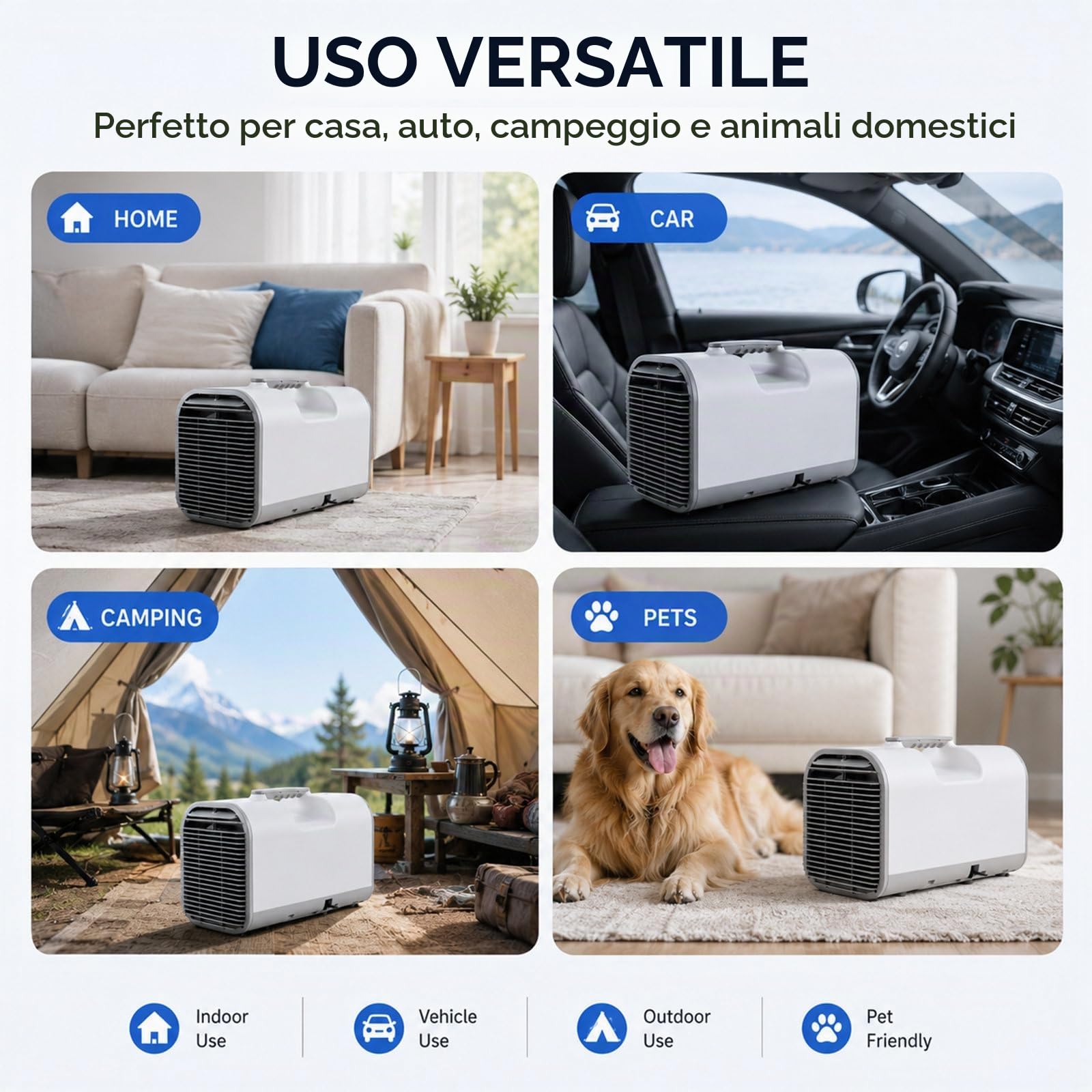 Condizionatore Camper, Condizionatori Per Auto Portatili, AC/DC 220V/12V | Adatto per Viaggi, Campeggio, Camper, Tende e Animali Condizionatore Compatto Interno/Esterno a Raffreddamento Rapido
