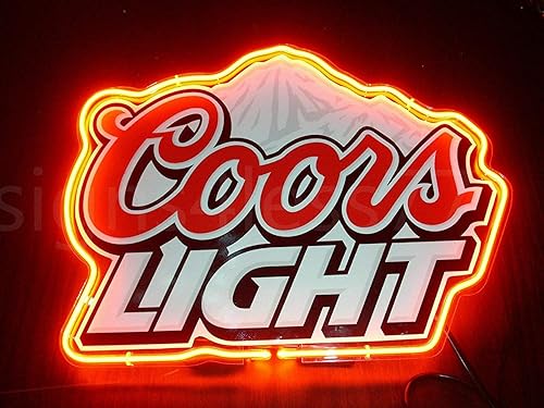 Letreros de neón de 14 x 10 pulgadas, luz Coor Light Mountain Board Neon Sign Light Beer Bar Pub Man Cave LED Neon Lamp DE69