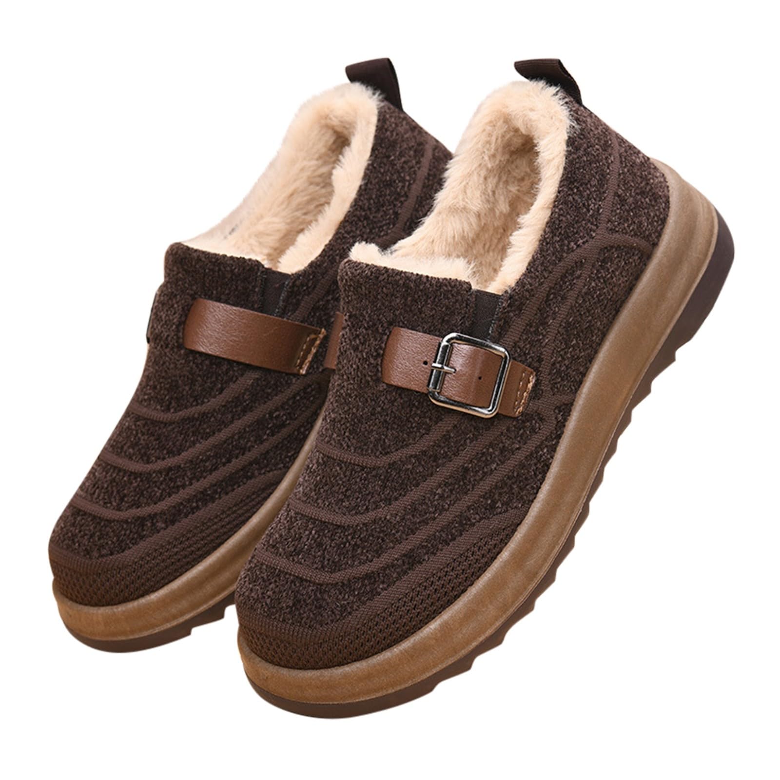 Women Memory Foam Snow Boots Cozy Winter Slip On House Slippers Booties Warm Faux Fur Lined Outdoor Shoes