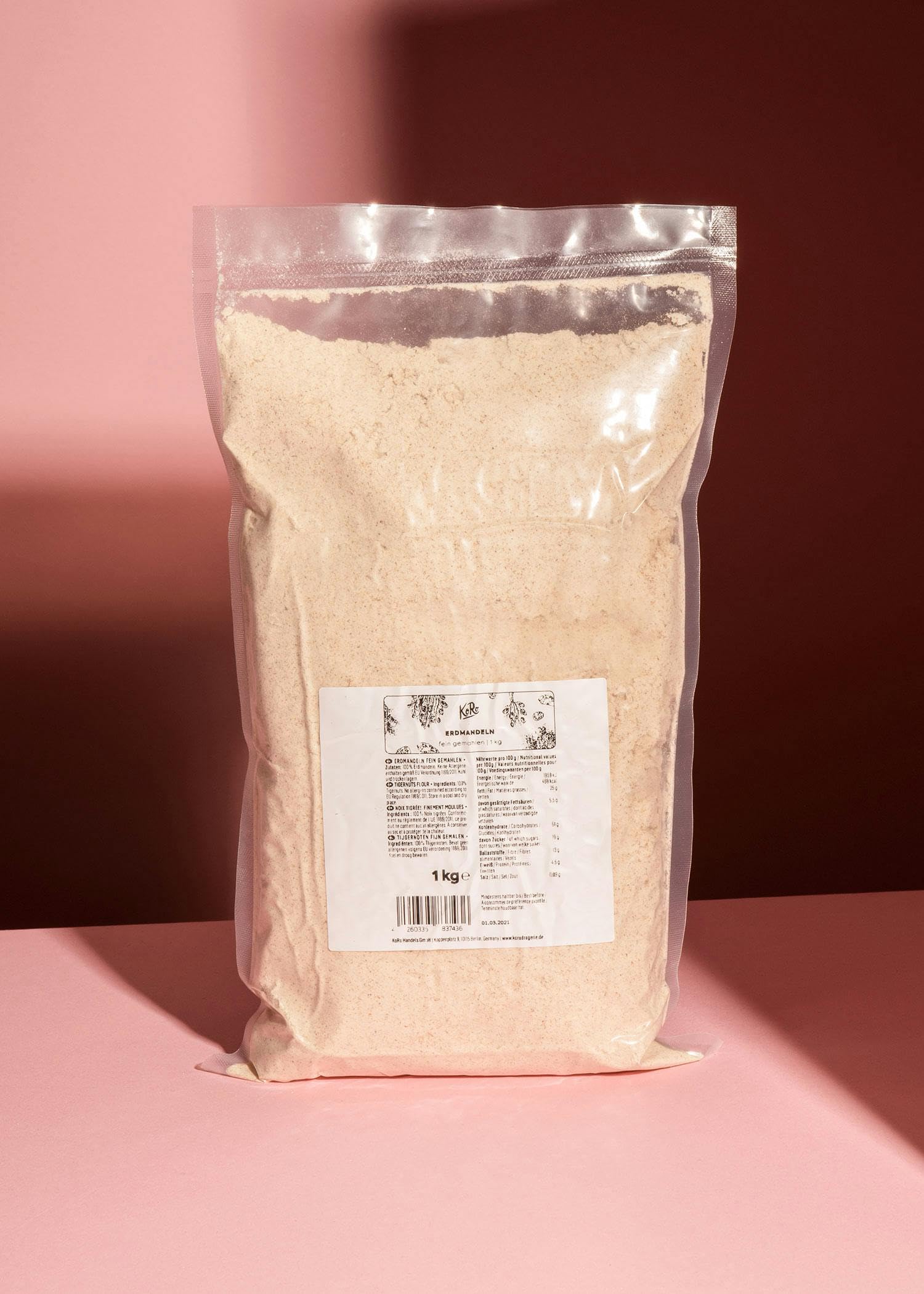 KoRo - Farina di chufa 1 kg - Zigoli non tostati e sgusciati, naturali e senza additivi, senza allergeni e senza glutine.