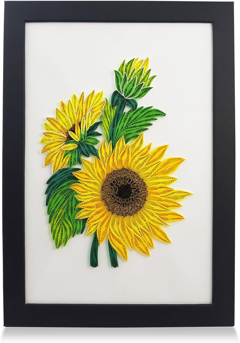 PaperTalk Sunflowers Handmade Frame Paper Quilling 3D Wall Art as Unique Gifts for Women for Home Decor & Holiday