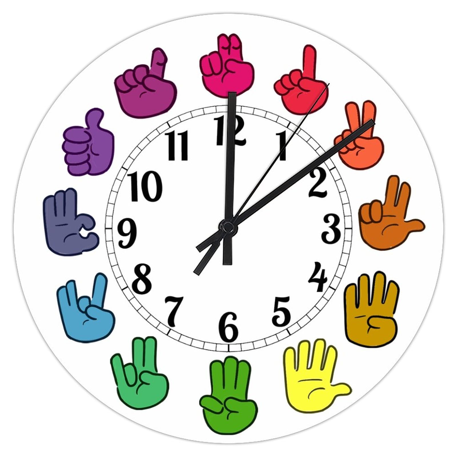 Amazon.com: Tiukiu PVC Clock 12in Silent Non-Ticking ASL Rainbow