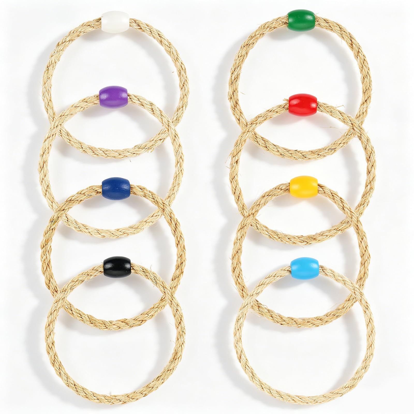 LALASTYLE 8 Pcs Rope Rings Toss Game, Rounders Ropes Set, Party Rings Game for Exercises Hand Eye Coordination