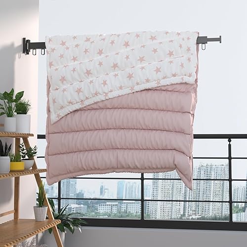 Miniatura 8 de Perchero plegable con brazo extendido, estante de secado de ropa montado en la pared para secar al aire, perchero plegable retráctil para