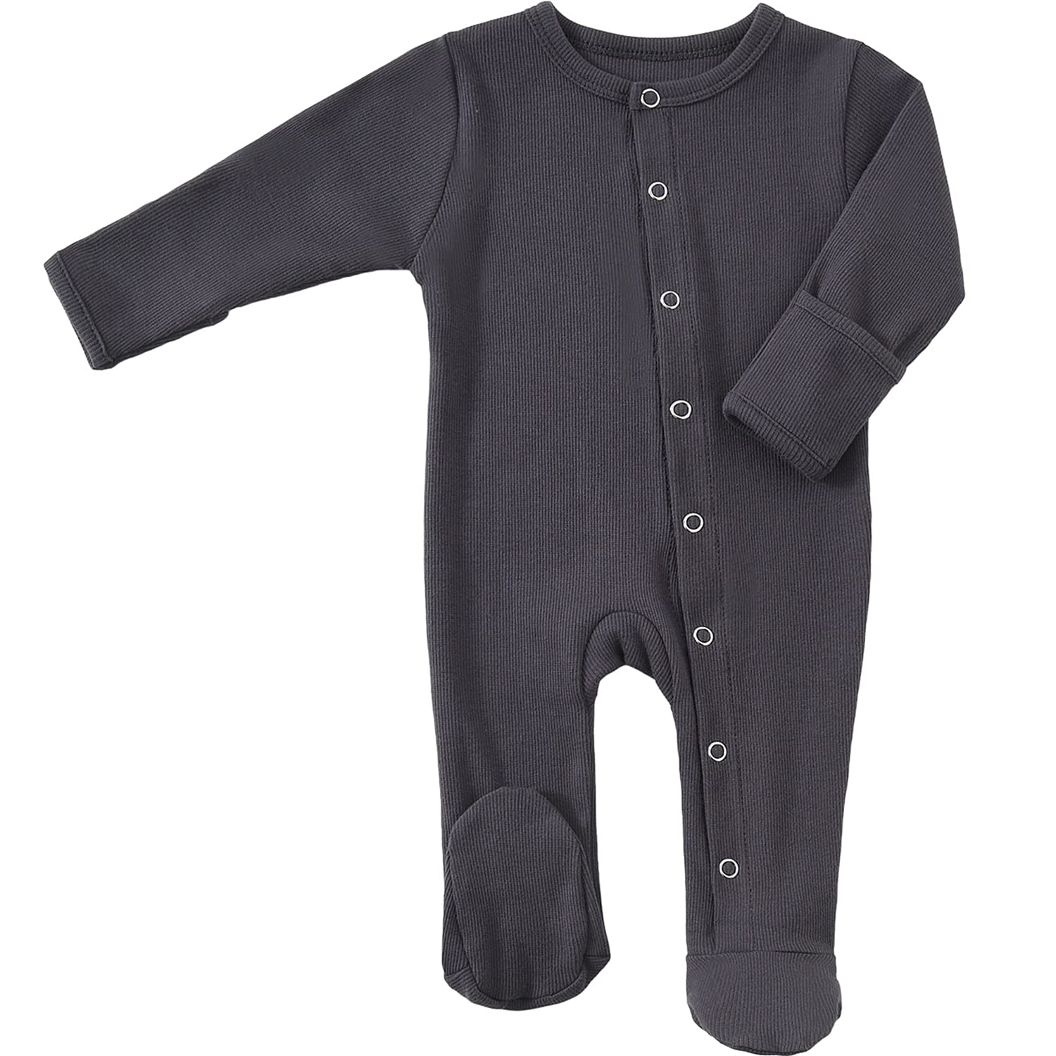 [KISBINI] ベビー服 ロンパース 長袖 カバーオール 綿 足つき パジャマ 新生児肌着 前開き 赤ちゃん 出産祝い プレゼント 春夏秋冬 キッズ 子供服 スナップボタン 男の子 女の子 3m 6m 9m 12m - 1