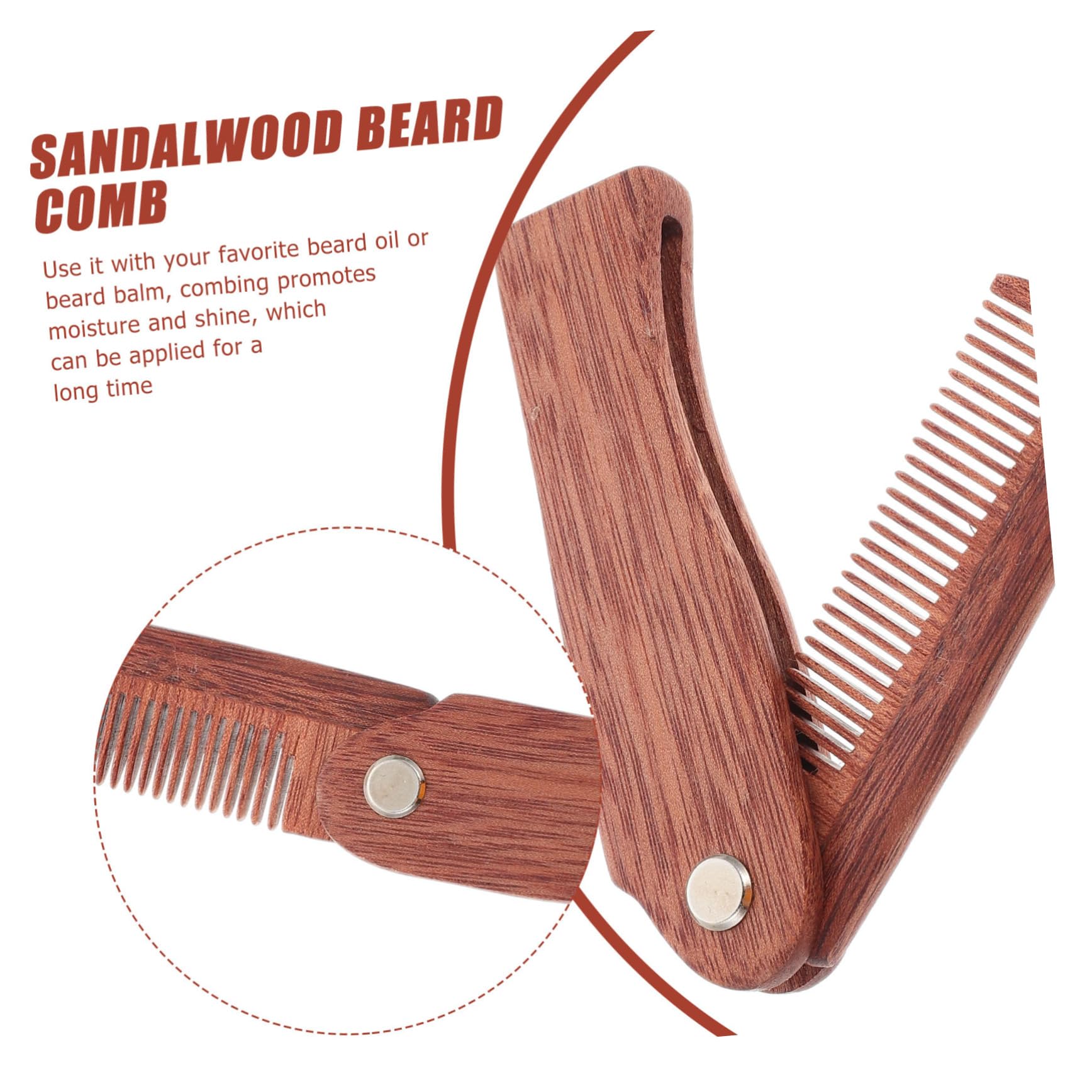 FRCOLOR 3pezzi Pettine Da Barba Legno Di Sandalo Comodo e Portatile Design Ergonomico Per Cura e Stile Della Barba Strumento Di Pulizia Per Viaggi e Uso Quotidiano