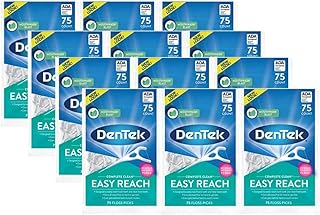 DenTek Complete Clean Easy Reach 치실 픽, 끊김 방지 및 분쇄 없음, 75개 (12개 팩)