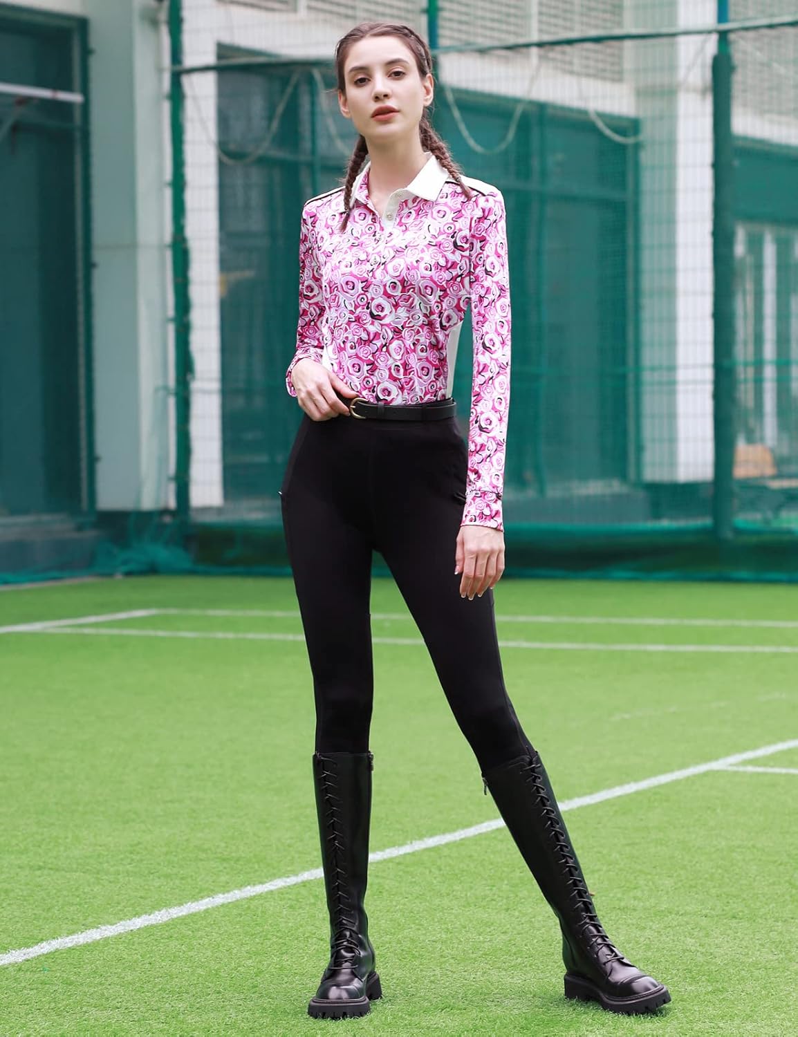 JACK SMITH Women Golf Polo Shirts Long Sleeve Solid/Print Moisture Wicking Tennis Shirt Slim Fit Sport Active Tops S-XXL : Sports & Outdoors