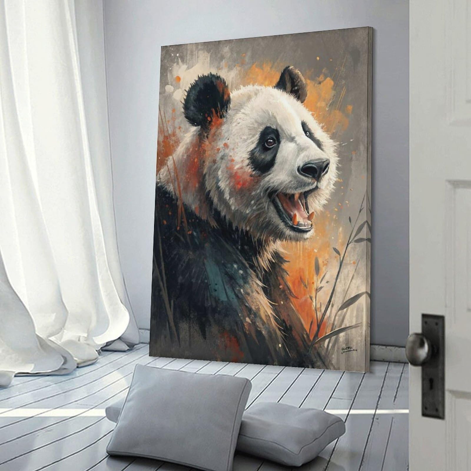 Junmoney Room Decor Wall Art Expressive Panda Portrait, 24x36inch(60x90cm), for Hallway, Bedroom Or Modern Interiors, Gift Idea for Housewarming And Birthdays