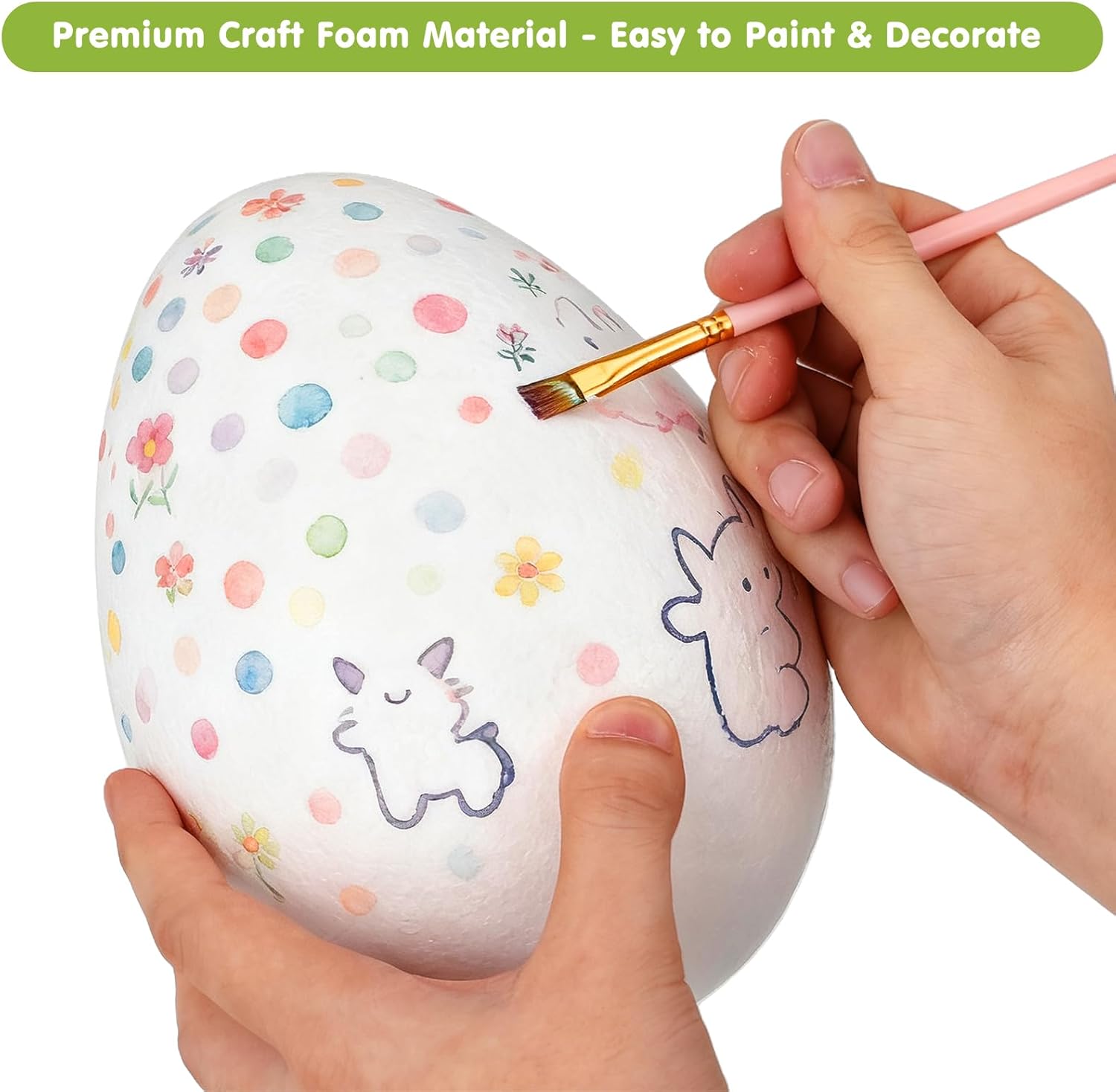 BESTOYARD 2Pcs 8-Inch White Craft Foam Eggs for DIY Polystyrene Decorations, Painting, School Projects, and Festival Crafts