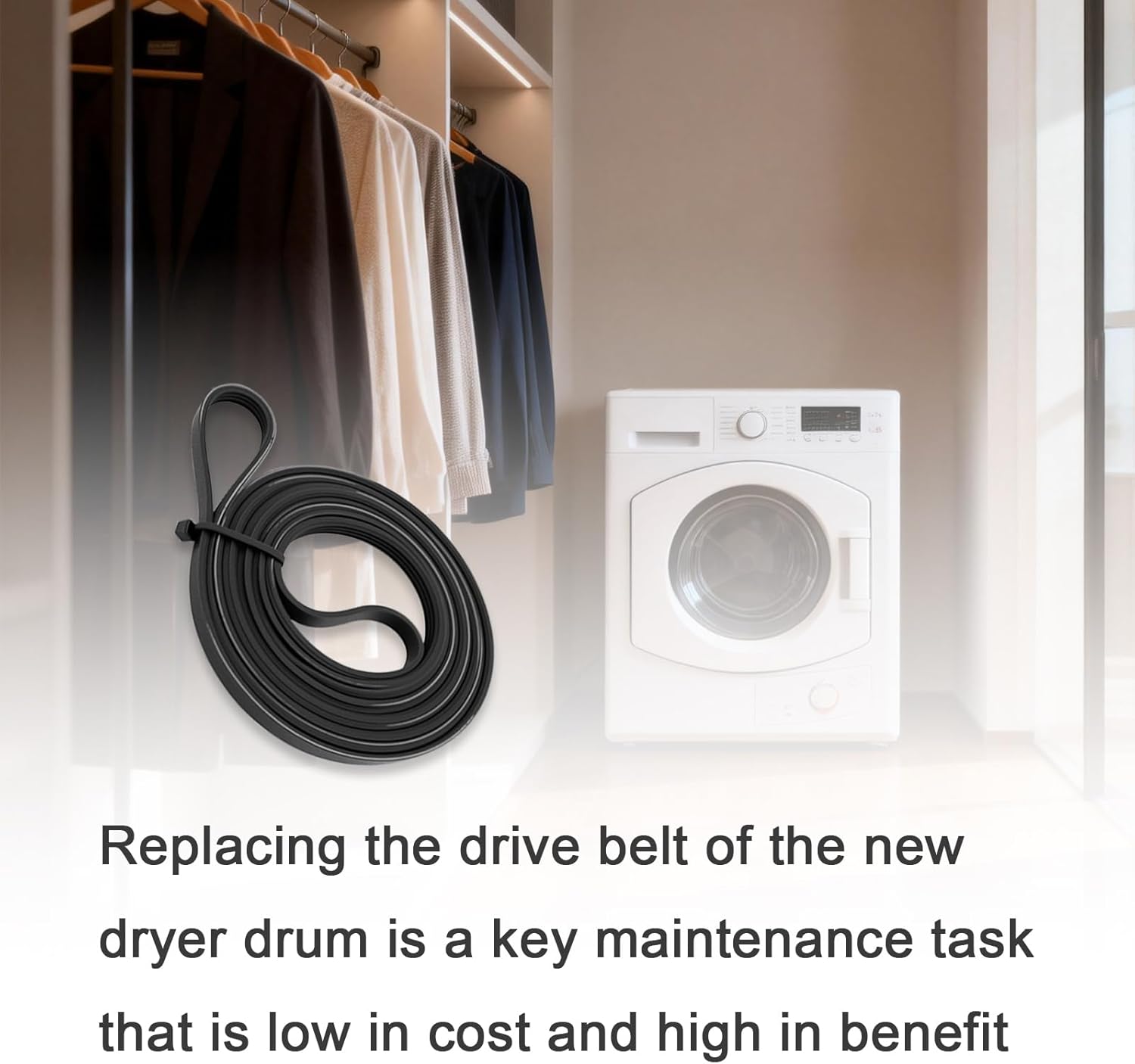 Drum Drive Belt Compatible with Panda PAN760SF, PAN760SFT, PAN40SF, PAN60SF, PAN745SF, SYD-40E, SYD-60E – Portable Compact Dryer Replacement Belt