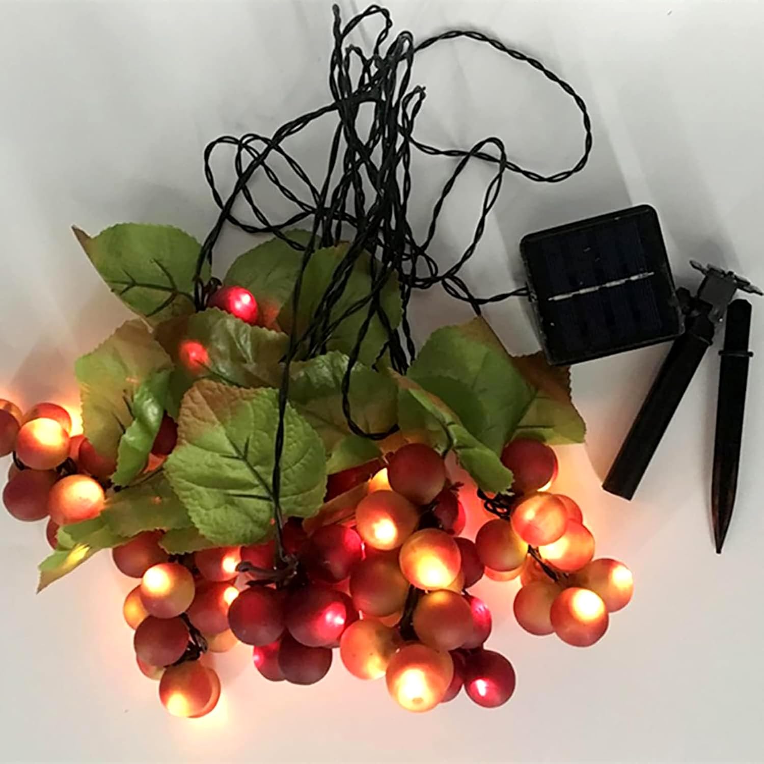 keeda Solar String Lights with Vines, Waterproof 80 LED Grape String Lights Outdoor Patio Light for Bistro Backyard Umbrella Balcony Garden Wedding (Purple)
