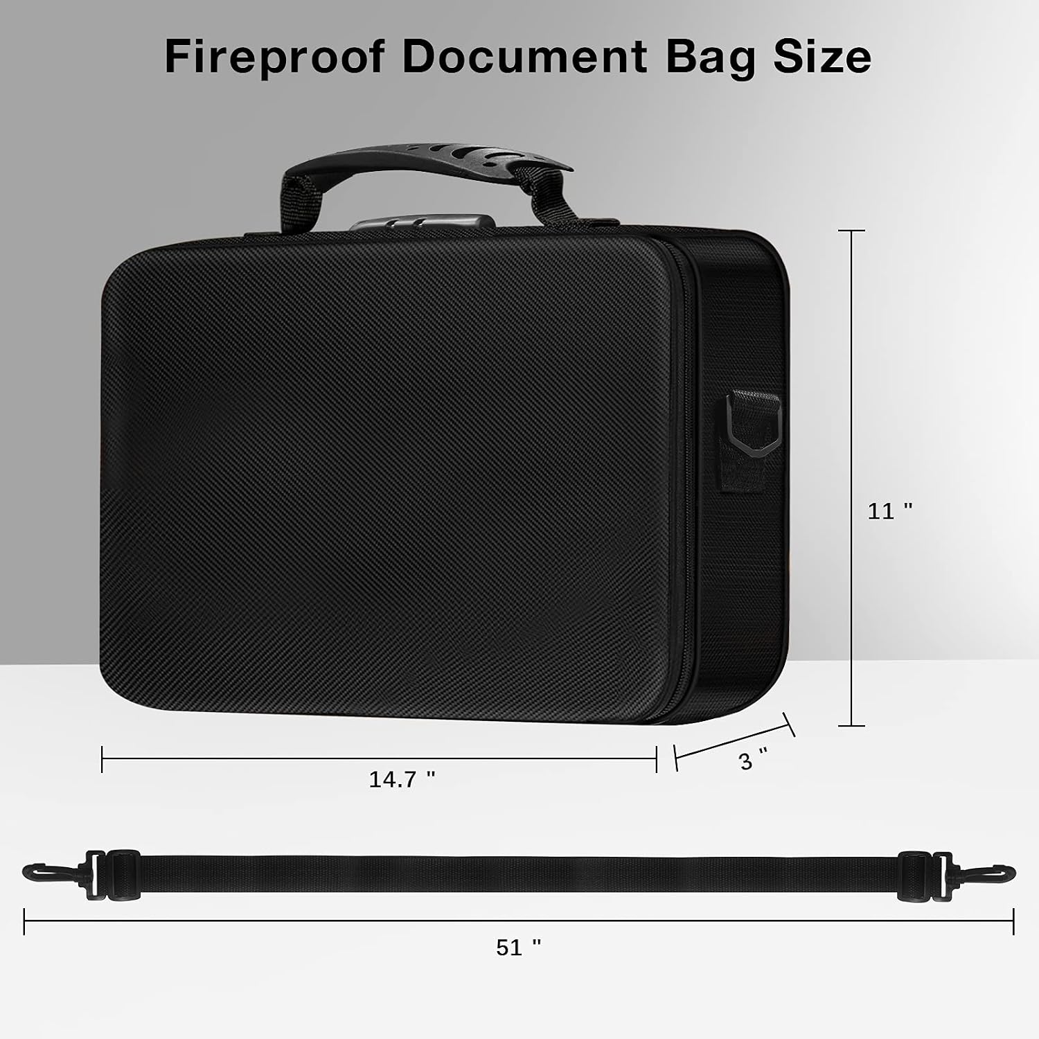Fireproof Document Bag - Water Resistant File Organizer Bag with Lock, The 3 Layer Certificate Bag with Zipper is Portable ＆ Shoulder Strap Design, Multi-Layer Portable Filing Storage