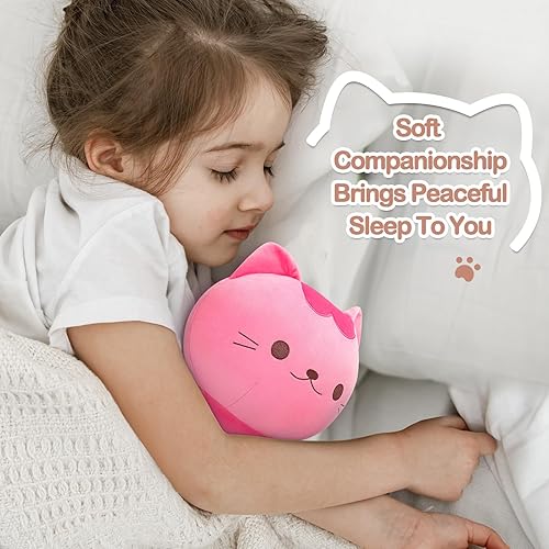 Miniatura 7 de Officygnet Juguete de peluche de gato, peluche de hongo rosa de 8 pulgadas, bonita almohada de peluche suave, juguetes de peluche de gato Kawaii