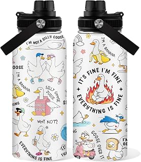 Funny Goose Tumbler 32oz - I'm Not a Silly Goose Water Bottle- Got Too Silly Duck Travel Coffee Cup for Women Men - Everything Is Fine Stainless Steel Tumbler for Sports, Gym, School, Office