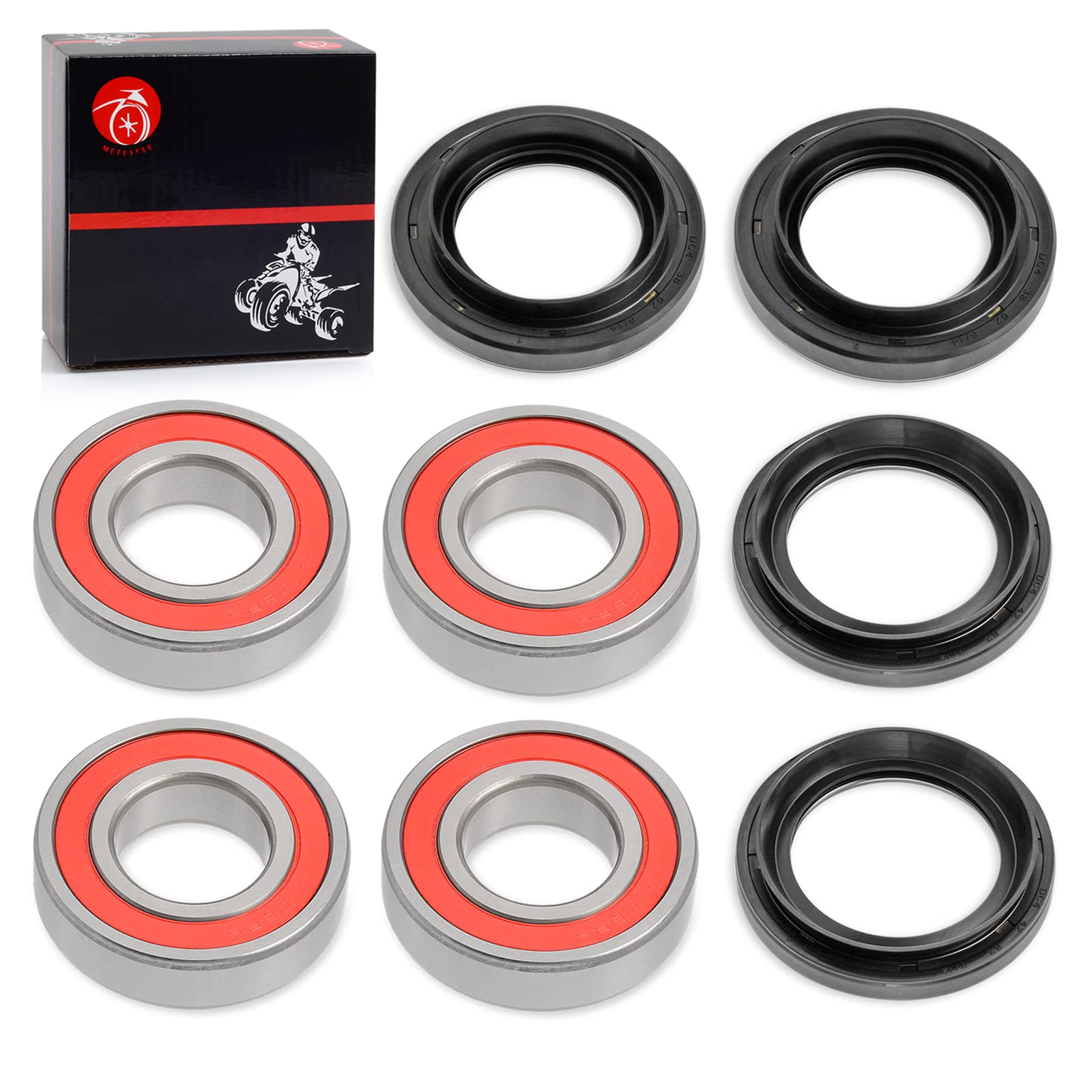 Rear Wheel Bearing & Seal Kit - Compatible With 2005-2013 Yamaha Rhino 450, 660, 700 UTV (Both Sides, 4 Bearings & 4 Seals)