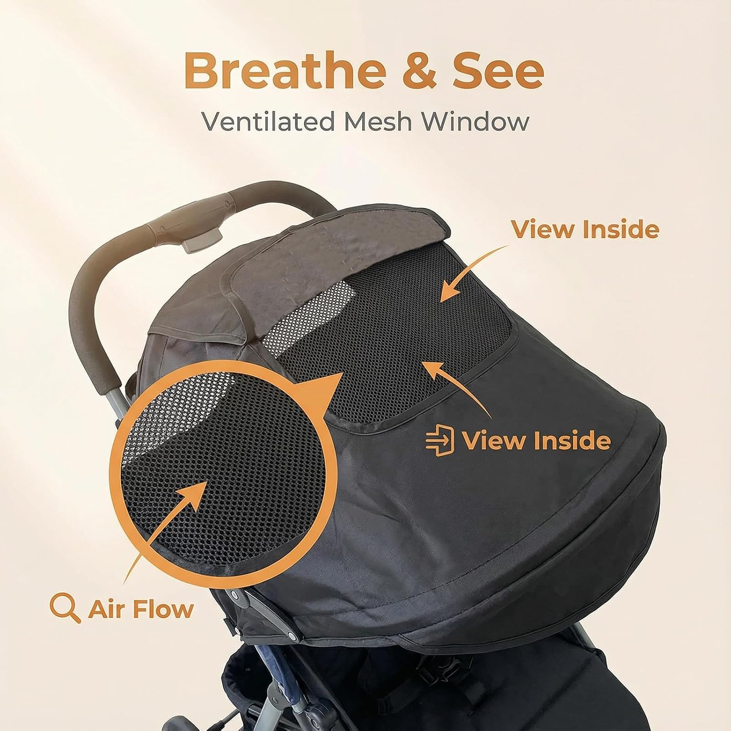 Universal Baby Stroller Sun Shade Umbrella Stroller Canopy Replacement Retractable Stroller Replacement Parts Shade for Pram Pushchair Buggy Parasol Sun with Mesh Window Pocket Adjustable