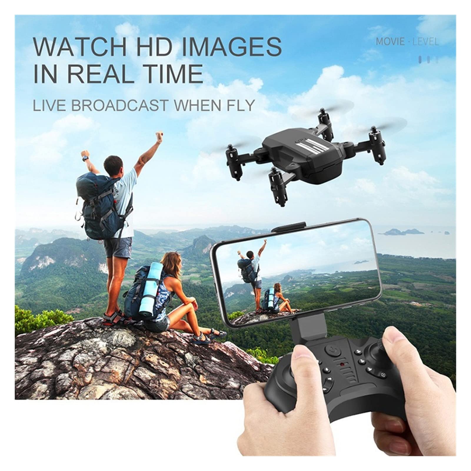 Składany dron Quadcopter Mini Drone z kamerą 4K HD 1080P WiFi Quadcopter Fotografia lotnicza Drone Transmisja w czasie rzeczywistym Helikopter Zabawka (Kolor: 1080P Pudełko Rozmiar: 1) (1080P torba