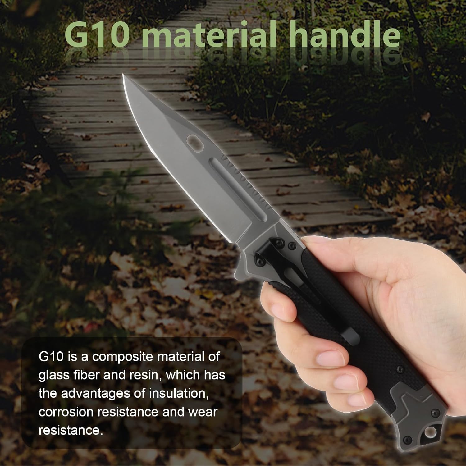FOCUHUNTER Folding Knife 3CR13 Stainless Steel 3.86" Blade G10 Handle Pocket Knife Utility Knives with Clip Sharp Small Outdoor Survival Camping Hiking