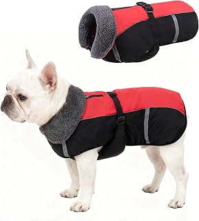 SCENEREAL Warm Dog Coat with Harness Hole, Reflective Fleece Vest Dog Sweater for Small Medium Large Dogs, Windproof Winter Cold Weather Coats with Adjustable Buckle Jackets for Puppy, M