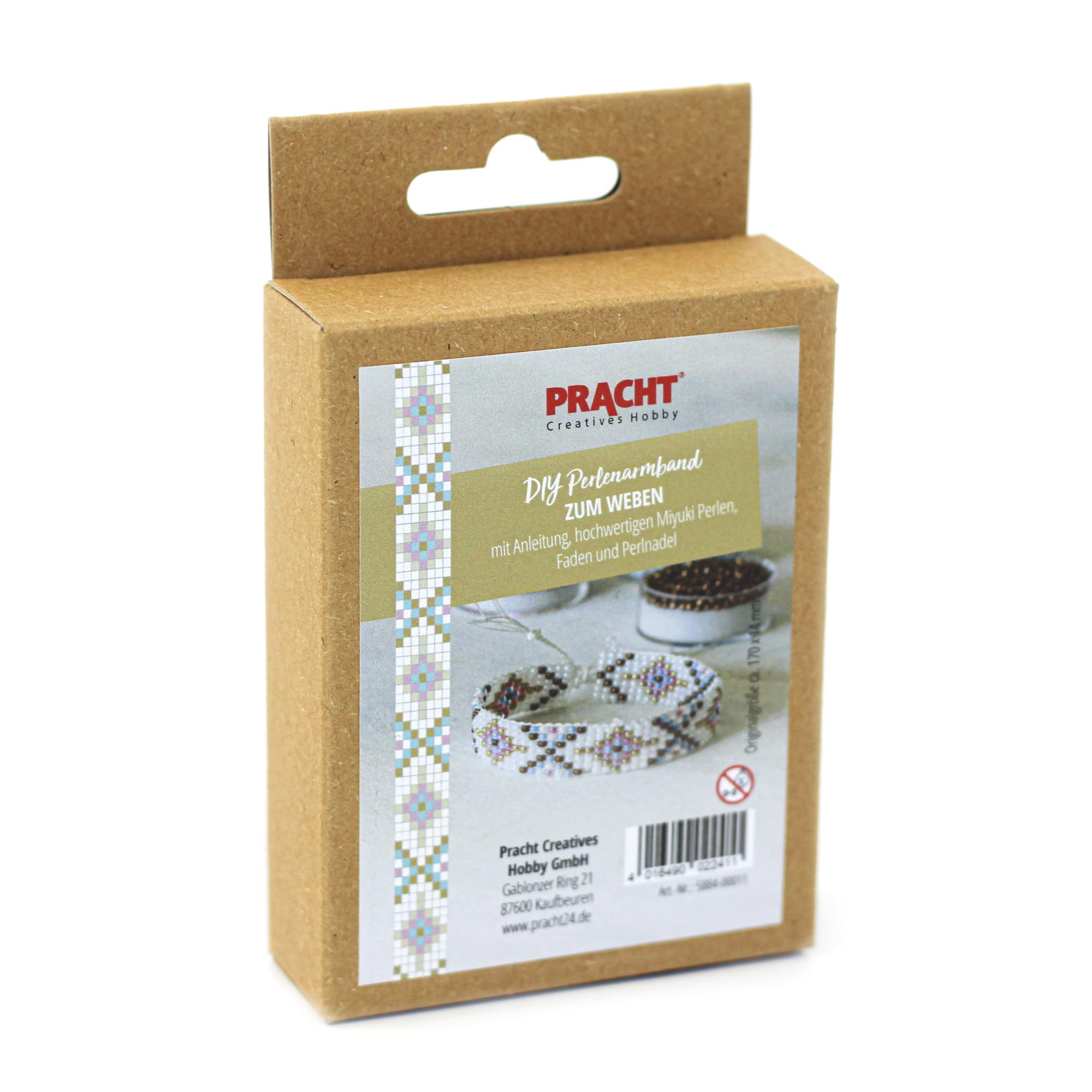 Pracht Creatives Hobby 5884-00011 - Zestaw do samodzielnego wykonania bransoletki z koralików, z białymi i kolorowymi koralikami Miyuki, wymiary całkowite ok. 17 x 1,4 cm