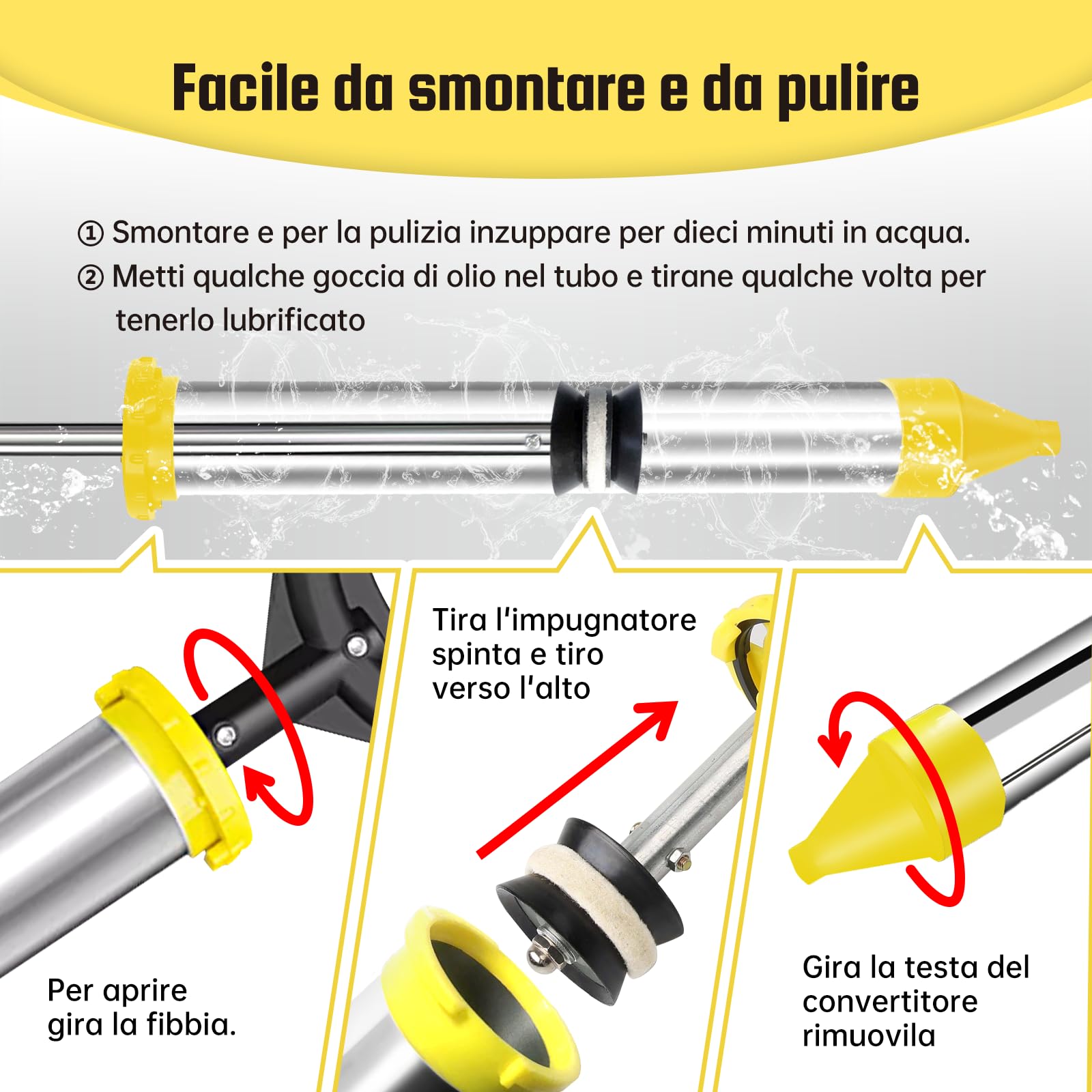 Fugatrice 5 in 1 - Pistola per malta è fatta di Acciaio inossidabile. Pompa per malta è utilizzata per Riempire le Crepe. Pistola per stucco è fornita con un Paio di Guanti