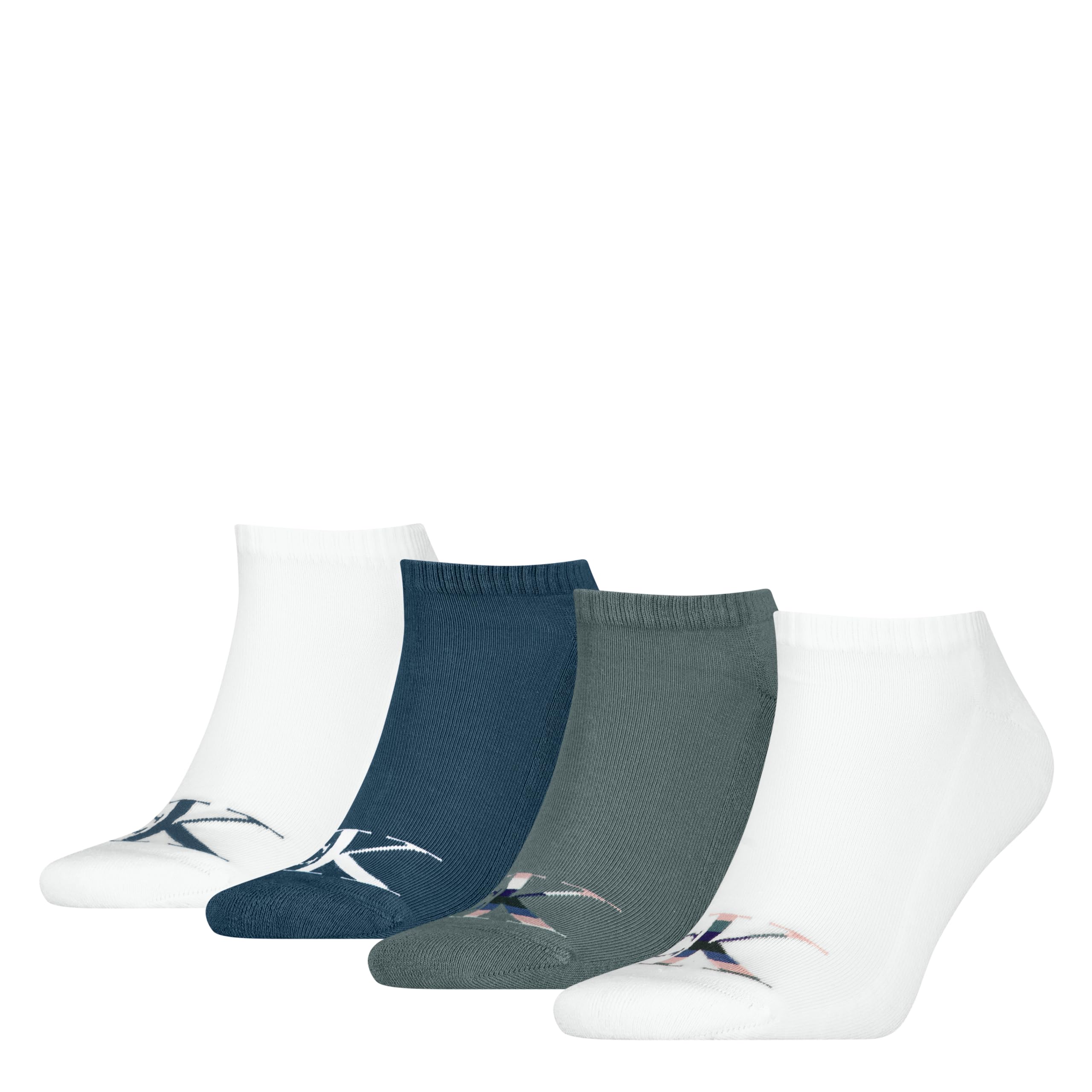 Calvin Klein Men's Monogram Sneaker, White/Teal/Blue, 43-46 (Pack of 4)