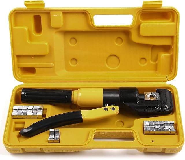 Youyijia Hydraulic Crimper 10 Tons 8 Dies Battery Terminal Crimping Tool 4-70mm² Wire Battery Cable Lug Wire Hydraulic Crimping Tool