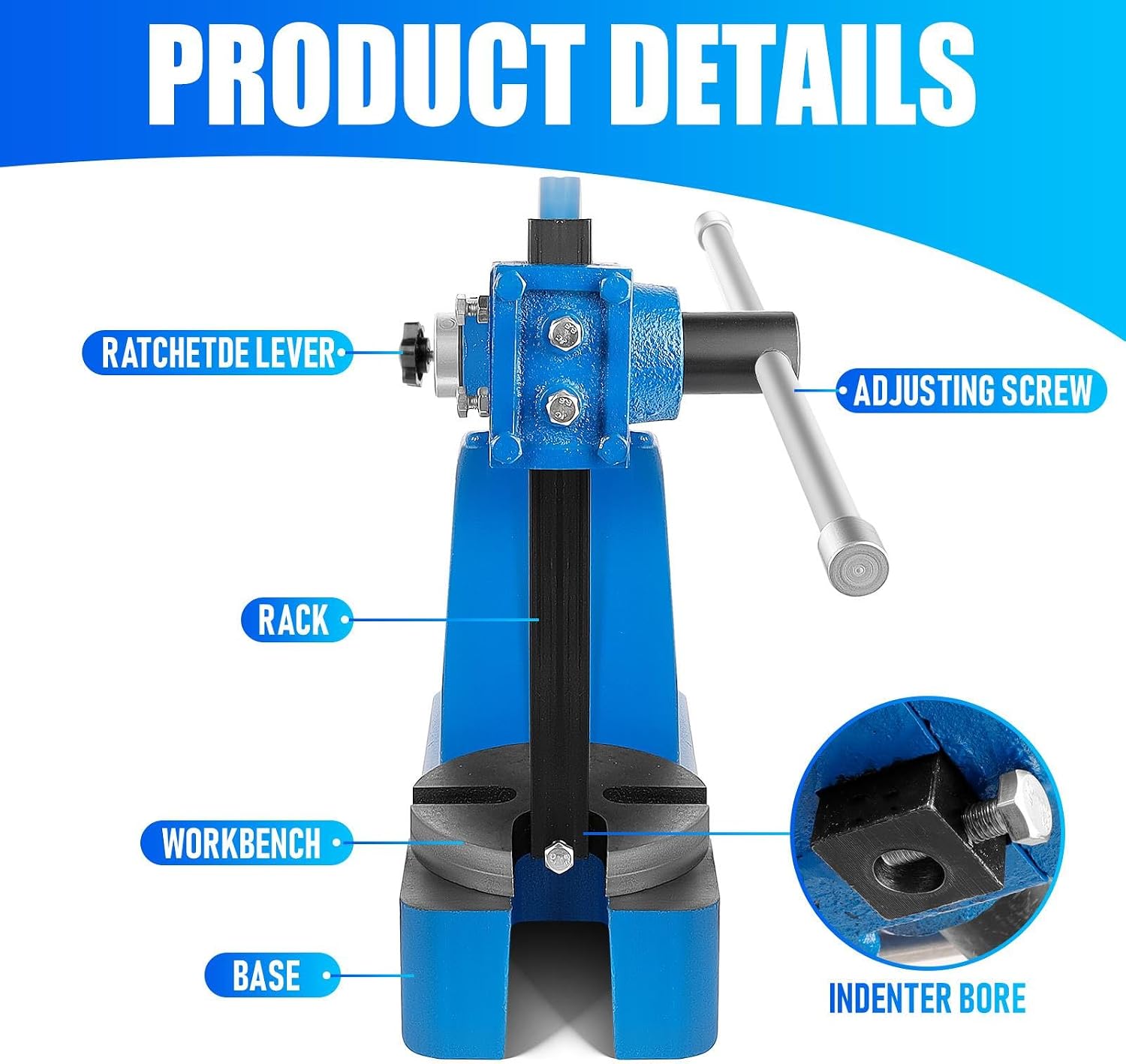 Small Arbor Press 1 Ton, Cast Iron Arbor Press, Desktop Arbor Press 1 Ton for Metalworking Stamping