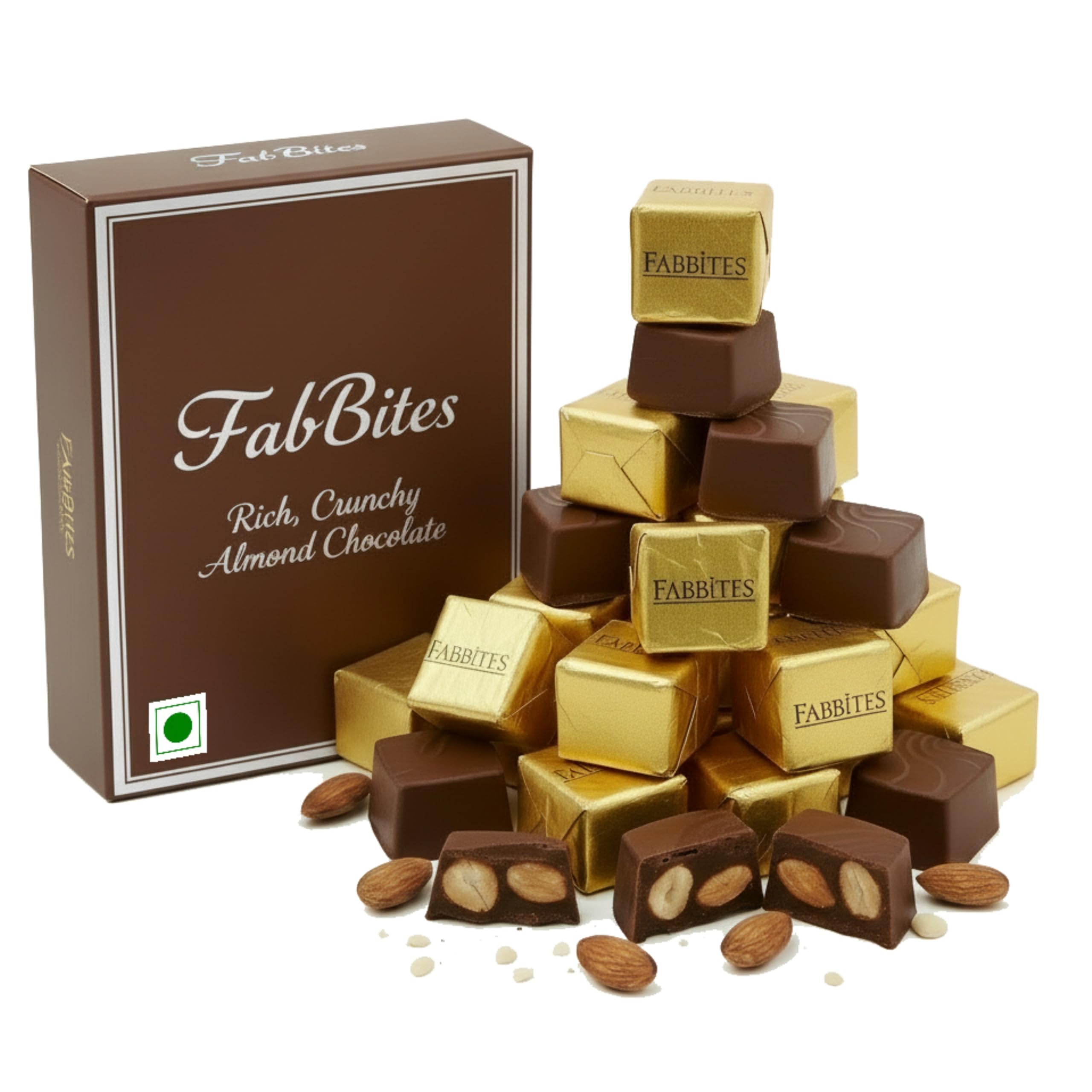 Homemade Chocolate Gift Box-25 Almond Chocolates -200 gm Handmade Chocolate Gift Pack| Chocolate Distribution Box for Birthday in School in Bulk for Kids/Children (25 Pcs)-image-24