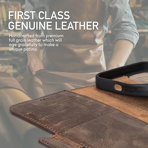 Miniatura 8 de Bayelon Funda para iPhone 13 Pro de 6.1 pulgadas, funda de cuero de grano completo, funda magnética con ranuras para tarjetas, soporte y soporte