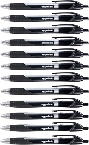 Tienda Basics Retractable Gel Ink Pens - Fine Point Pen Black 12-Pack