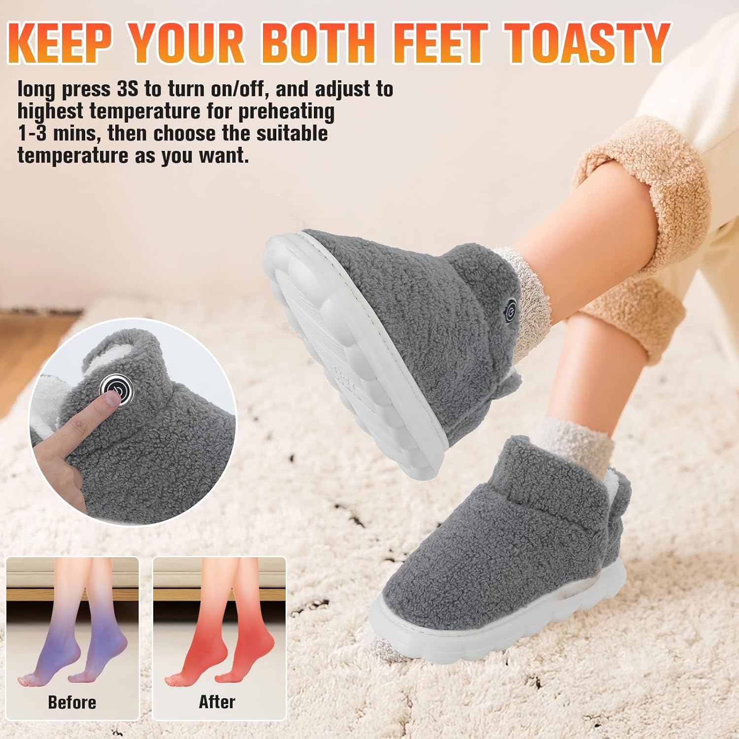 Heated Slippers Battery Pocket and Portability