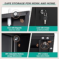 Vista 6 de SISESOL Metal Storage Cabinet with 2 Doors and 6 Shelves,Black Metal Cabinet with Lock,71" Lockable Garage Storage Cabinets,Locking File