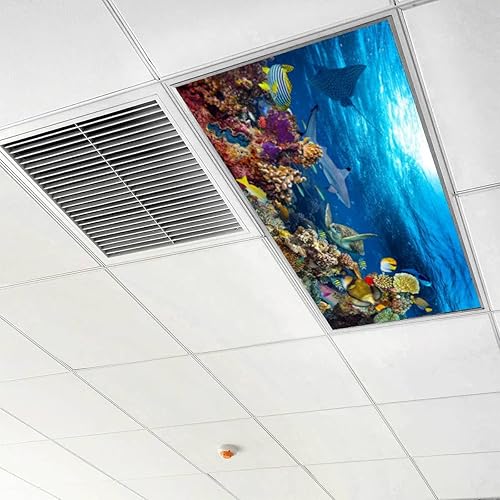 Miniatura 3 de Paquete de 4 cubiertas de luz fluorescente para luz de techo, filtros de luz subacuática de arrecife de coral para aula, oficina, hogar, cubierta de