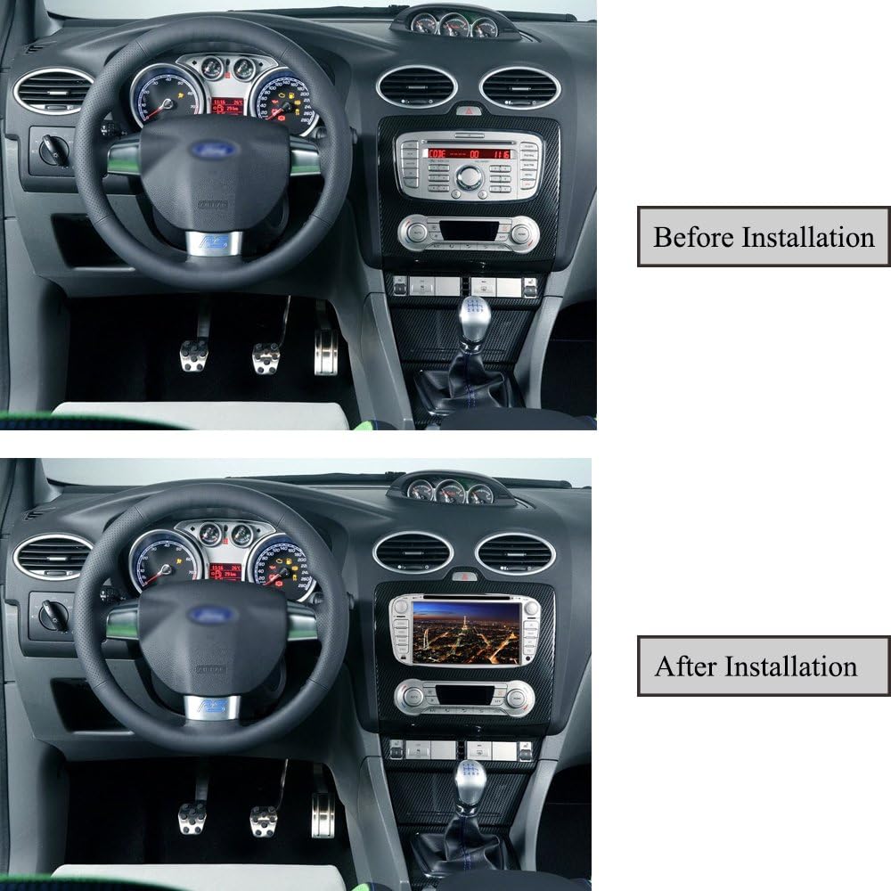 Android 7.1 Car Stereo 7" Autoradio 2 Din Head Unit RAM 2G GPS Navigation with DVD Player for FORD Focus (2007-2010), Mondeo, S-Max, C-Max, Galaxy (Silver) (with Steering Wheel Control Buttons)