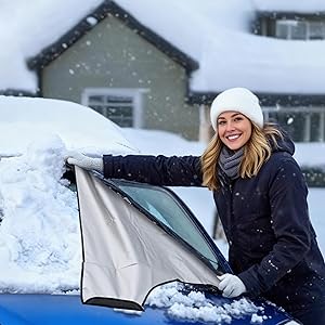 Eamefia Windshield Cover for Ice and Snow,New Upgraded Heavy Duty 600D Windshield Snow Cover,Extra Large Size (75"x45"),Windproof Winter Frost and Deicing Awning Suitable Fzor Cars, Trucks, SUVsL