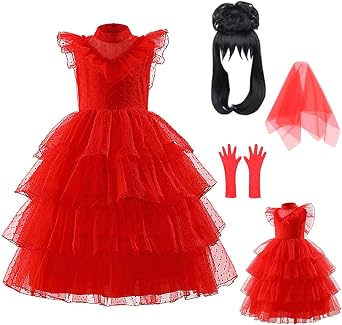 Lydia Deetz Costume Girls Kids Lydia Deetz Dress Ghost Princess Bride Outfit Halloween Costumes 4-14Y