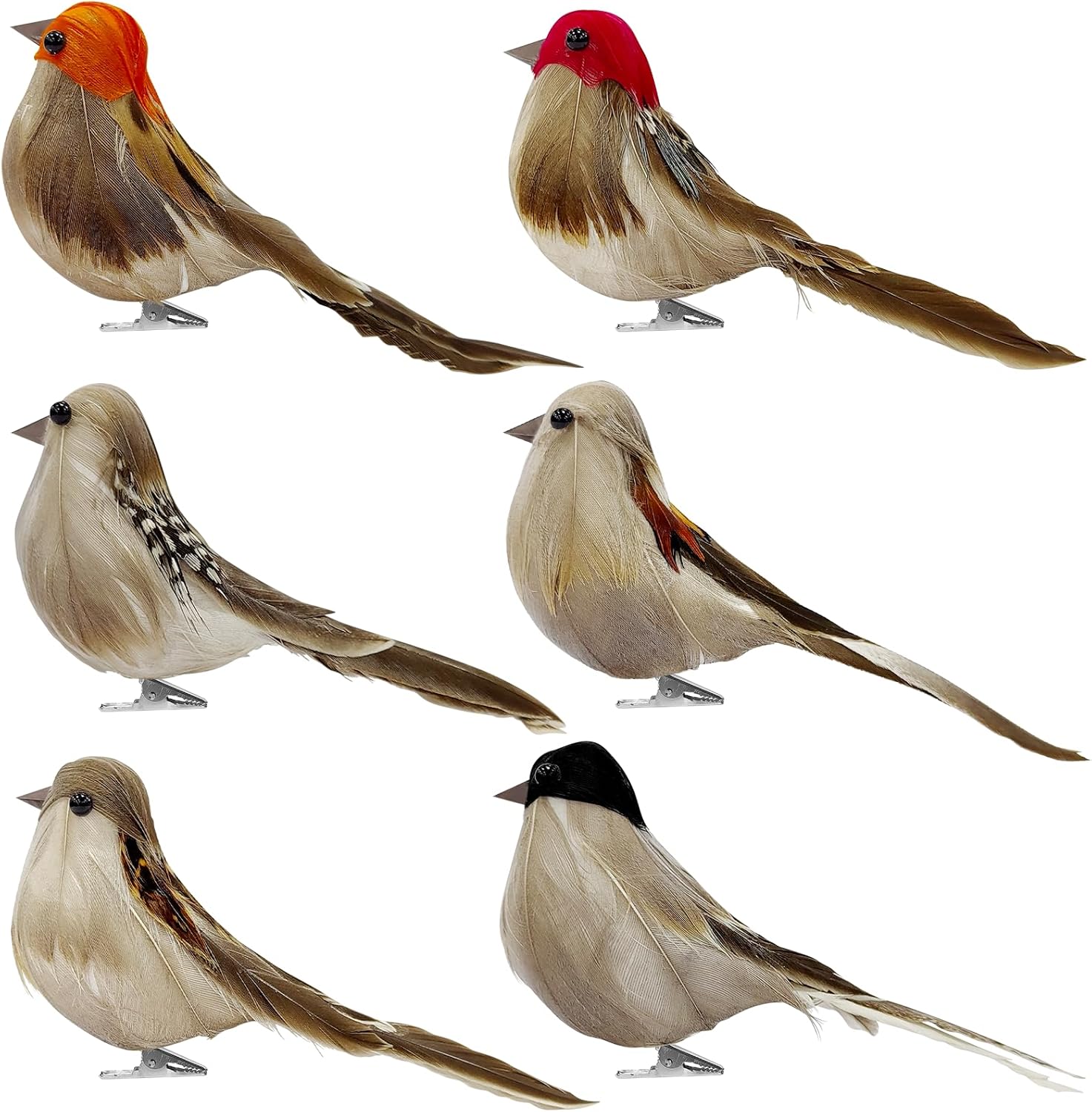 6PCS Artificial Birds Crafts Clip On Bird Ornaments Artificial Simulation Bird Sparrow Ornaments for Craft Garden Decoration Home Decor”